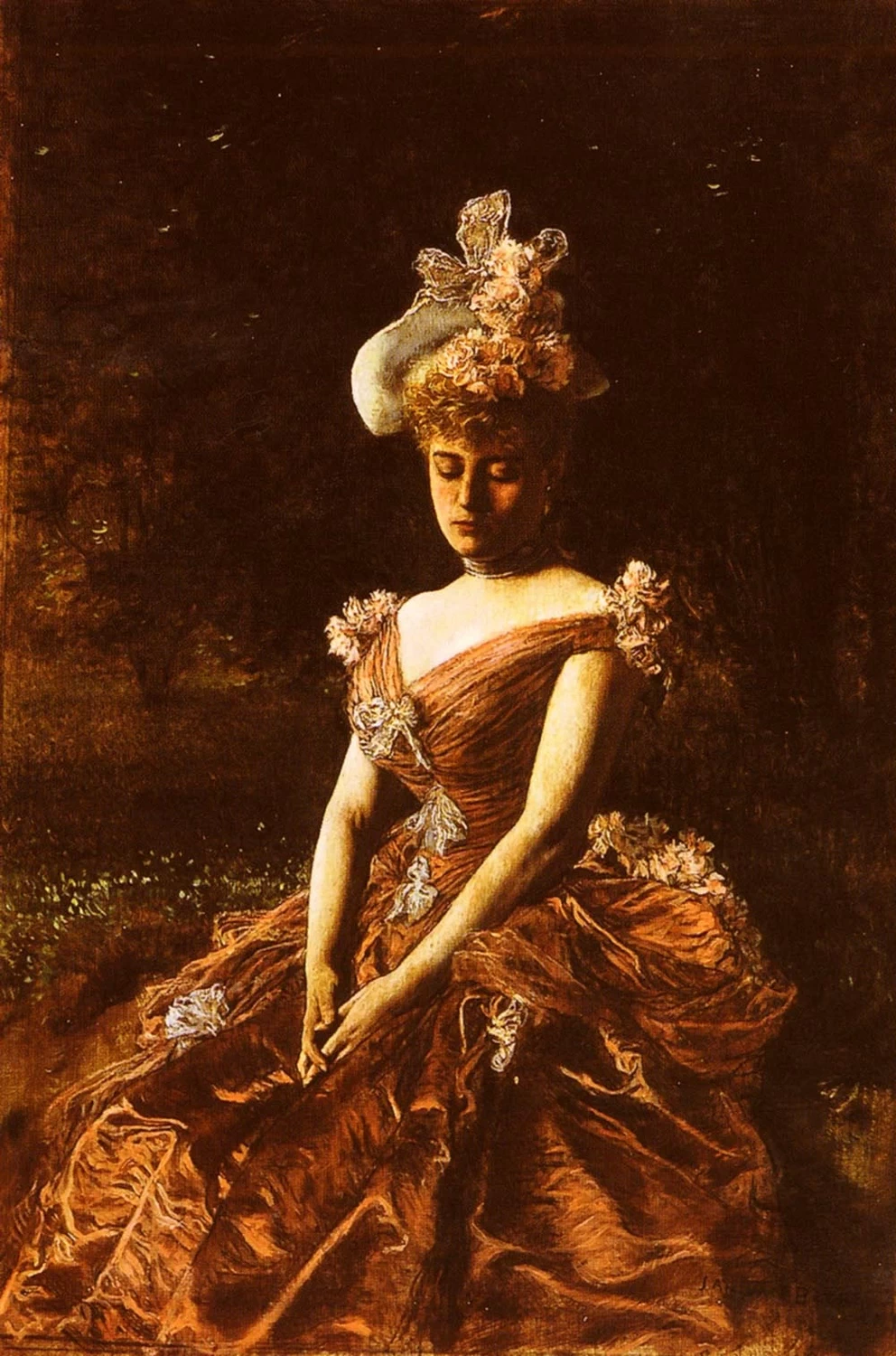 Ritratto di una signora in un vestito rosa